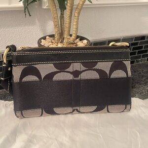 Coach Black and Brown Clutch Wristlet